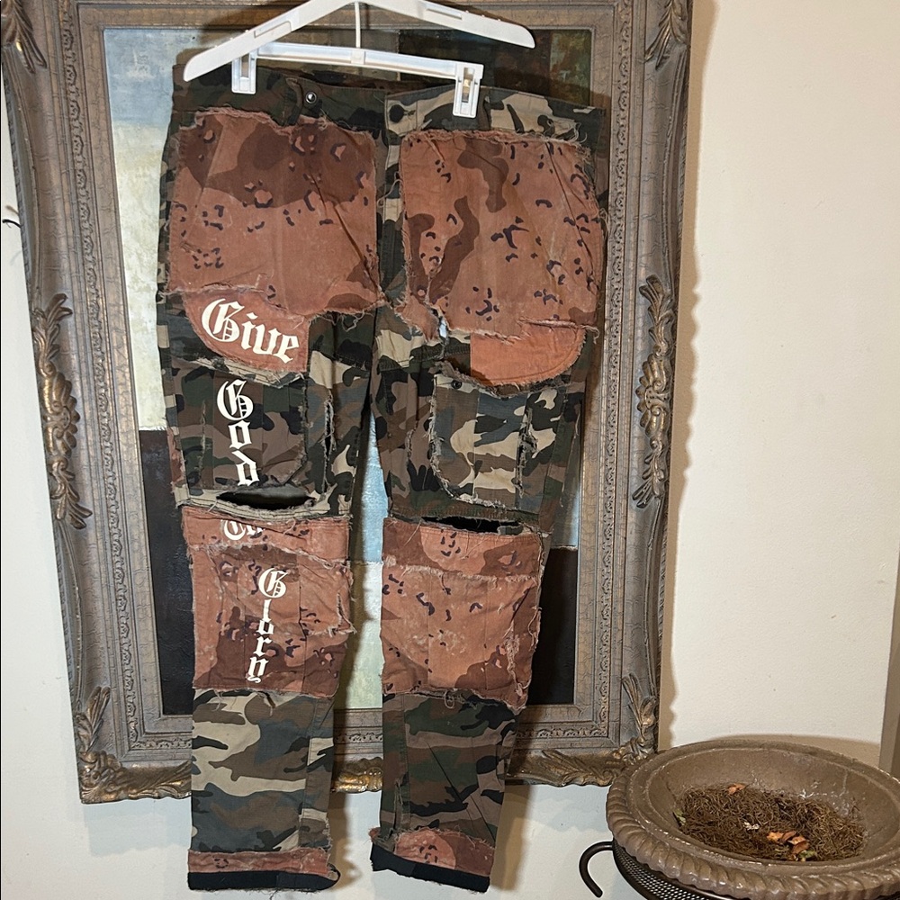 Men's Custom made Camouflage Patchwork Jeans